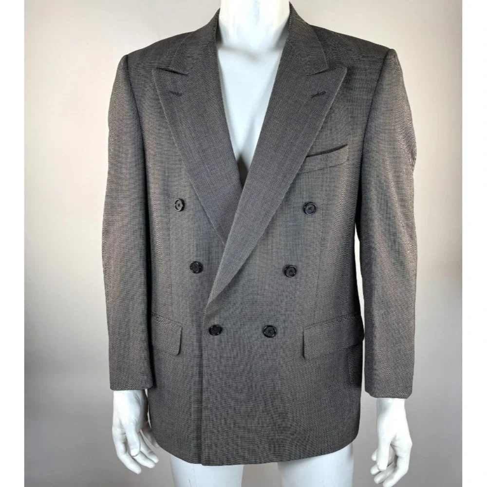 Burberrys Wool Blazer‎ Mens 44? EUC Vintage Double-breasted Lined Pockets Peak